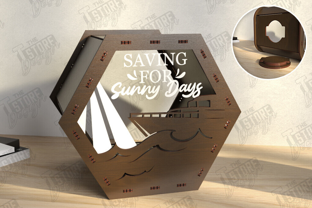 Intra απο ξύλο plywood 3mm-4mm πάχος – Travel Piggy Bank | Διακοπές Δίασταση  20x20 cm INTRAFABR-122602593