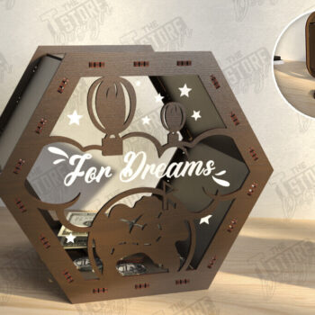 Intra απο ξύλο plywood 3mm-4mm πάχος – Travel Piggy Bank | Διακοπές Δίασταση  20x20 cm INTRAFABR-122602599 - Image 1