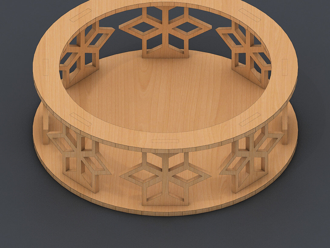 Intra απο ξύλο plywood 3mm-4mm πάχος – Tray Files - Ellipse Wood Tray Δίασταση  20x20 cm INTRAFABR-60959733