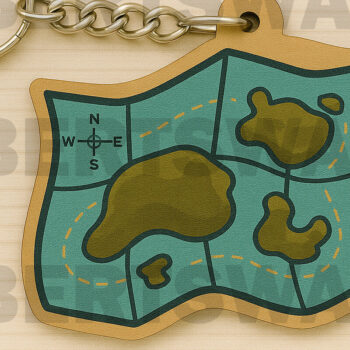 Intra απο ξύλο plywood 3mm-4mm πάχος – Treasure Map Keychain Δίασταση  5x5 cm INTRAFABR-123125929 - Image 1