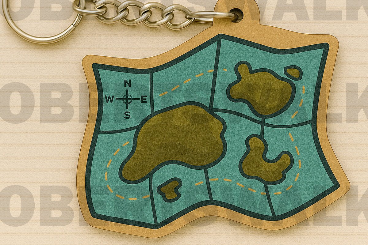Intra απο ξύλο plywood 3mm-4mm πάχος – Treasure Map Keychain Δίασταση  5x5 cm INTRAFABR-123125929