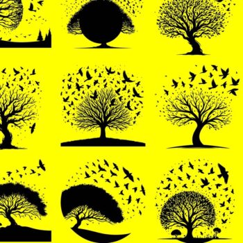 Intra απο ξύλο plywood 3mm-4mm πάχος – Δέντρο και πουλί σιλουέτα διάνυσμα δέσμη Δίασταση  20x20 cm INTRAFABR-118096681 - Image 2