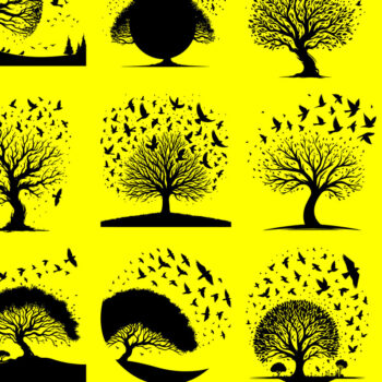 Intra απο ξύλο plywood 3mm-4mm πάχος – Δέντρο και πουλί σιλουέτα διάνυσμα δέσμη Δίασταση  20x20 cm INTRAFABR-118096482 - Image 3