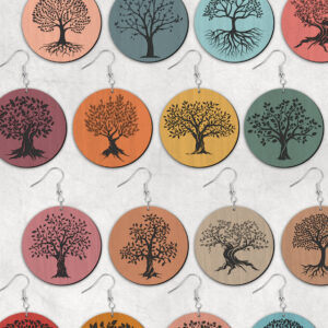 Intra απο ξύλο plywood 3mm-4mm πάχος – Σκουλαρίκια Tree Boho Δίασταση  5x5 cm INTRAFABR-28583999