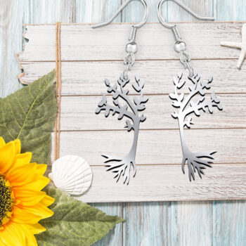 Intra απο ξύλο plywood 3mm-4mm πάχος – Σκουλαρίκια Boho με κλαδί δέντρου με Δίασταση  5x5 cm INTRAFABR-121595481 - Image 3