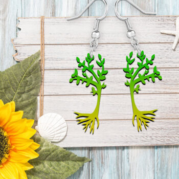 Intra απο ξύλο plywood 3mm-4mm πάχος – Σκουλαρίκια Boho με κλαδί δέντρου με Δίασταση  5x5 cm INTRAFABR-121595481 - Image 4