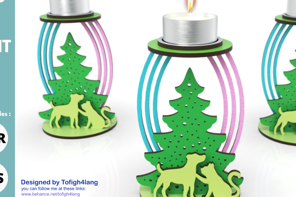 Intra απο ξύλο plywood 3mm-4mm πάχος – Χριστουγεννιάτικο κερί δέντρου, Δίασταση  20x20 cm INTRAFABR-79567352