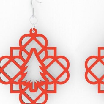 Intra απο ξύλο plywood 3mm-4mm πάχος – Δέντρο Χριστουγεννιάτικα Σκουλαρίκια Κοπή λέιζερ Δίασταση  5x5 cm INTRAFABR-80908436 - Image 4