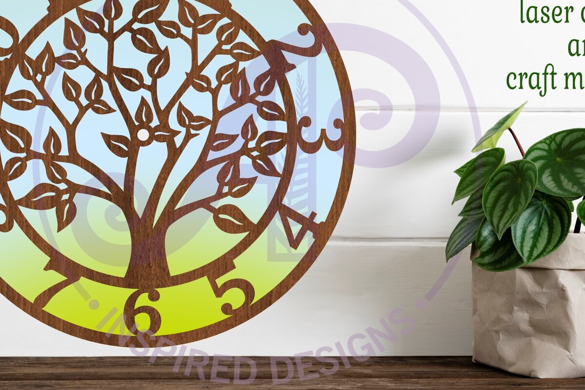 Intra απο ξύλο plywood 3mm-4mm πάχος – Αρχεία αποκοπής λέιζερ ρολογιού δέντρου, αρχείο Δίασταση  20x20 cm INTRAFABR-102741972