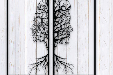 Intra απο ξύλο plywood 3mm-4mm πάχος – Διακόσμηση Τοίχων Δέντρου Ζευγάρι Προσώπου Δίασταση  20x20 cm INTRAFABR-24760926