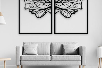 Intra απο ξύλο plywood 3mm-4mm πάχος – Διακόσμηση Τοίχων Δέντρου Ζευγάρι Προσώπου Δίασταση  20x20 cm INTRAFABR-24760891