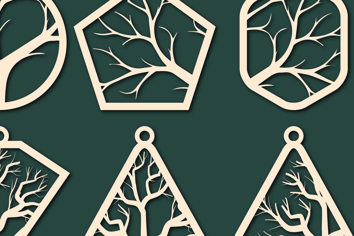 Intra απο ξύλο plywood 3mm-4mm πάχος – Δέσμη κοπής με λέιζερ Σκουλαρίκι δέντρου Δίασταση  5x5 cm INTRAFABR-65522735