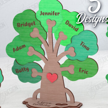 Intra απο ξύλο plywood 3mm-4mm πάχος – Πακέτο κοπής με λέιζερ Family Puzzle Tree |CNC Δίασταση  20x20 cm INTRAFABR-120102676 - Image 1