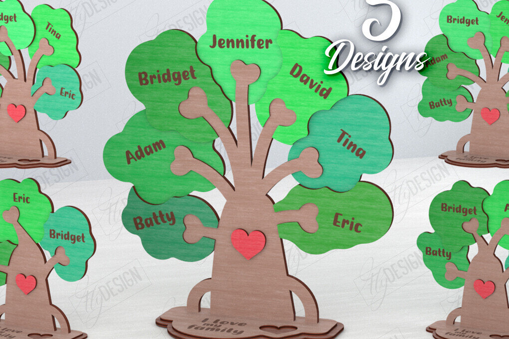 Intra απο ξύλο plywood 3mm-4mm πάχος – Πακέτο κοπής με λέιζερ Family Puzzle Tree |CNC Δίασταση  20x20 cm INTRAFABR-120102676