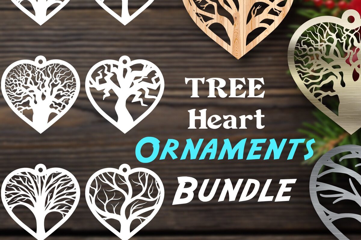 Intra απο ξύλο plywood 3mm-4mm πάχος – Πακέτο στολίδια καρδιών δέντρου Δίασταση  20x20 cm INTRAFABR-34593092