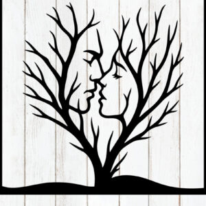 Intra απο ξύλο plywood 3mm-4mm πάχος – Tree Kiss Couple Silhouette Art Δίασταση  20x20 cm INTRAFABR-124400139