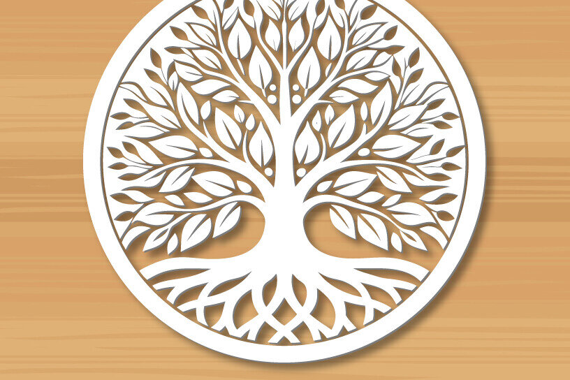 Intra απο ξύλο plywood 3mm-4mm πάχος –  κοπής με λέιζερ δέντρου 1 Δίασταση  20x20 cm INTRAFABR-122936185