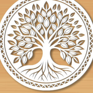 Intra απο ξύλο plywood 3mm-4mm πάχος –  κοπής με λέιζερ δέντρου 2 Δίασταση  20x20 cm INTRAFABR-122936189