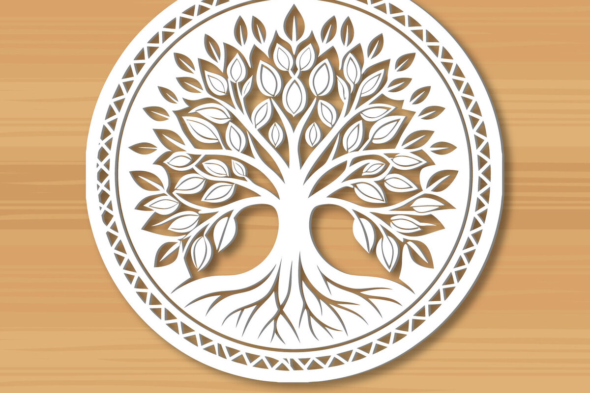 Intra απο ξύλο plywood 3mm-4mm πάχος –  κοπής με λέιζερ δέντρου 2 Δίασταση  20x20 cm INTRAFABR-122936189