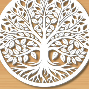 Intra απο ξύλο plywood 3mm-4mm πάχος –  κοπής με λέιζερ δέντρου 3 Δίασταση  20x20 cm INTRAFABR-122936195