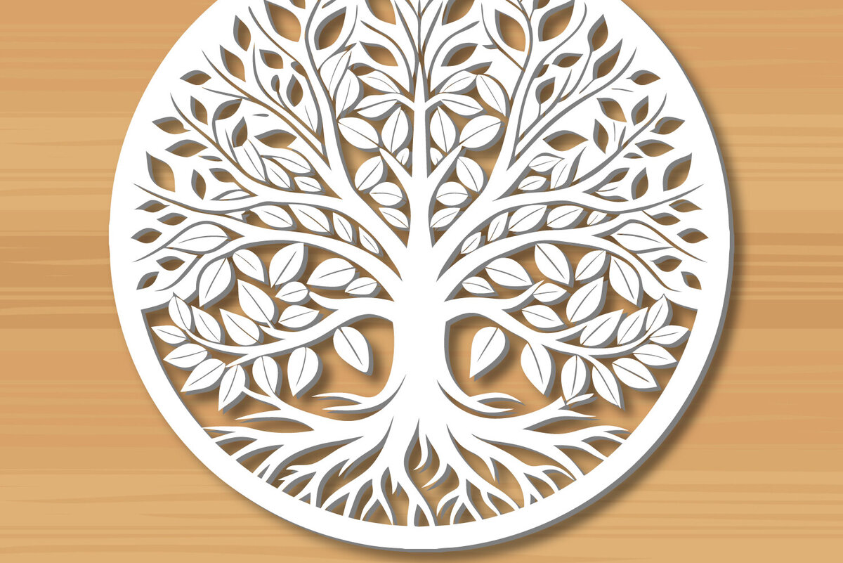 Intra απο ξύλο plywood 3mm-4mm πάχος –  κοπής με λέιζερ δέντρου 3 Δίασταση  20x20 cm INTRAFABR-122936195