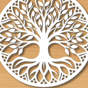 Intra απο ξύλο plywood 3mm-4mm πάχος –  κοπής με λέιζερ δέντρου 4 Δίασταση  20x20 cm INTRAFABR-122936196