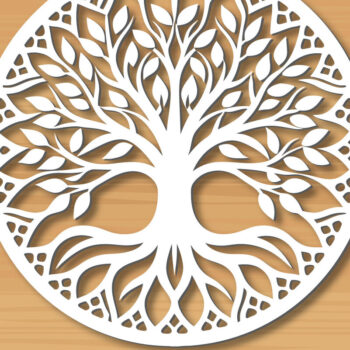 Intra απο ξύλο plywood 3mm-4mm πάχος –  κοπής με λέιζερ δέντρου 4 Δίασταση  20x20 cm INTRAFABR-122936196 - Image 1