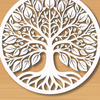 Intra απο ξύλο plywood 3mm-4mm πάχος –  κοπής με λέιζερ δέντρου 5 Δίασταση  20x20 cm INTRAFABR-122936200 - Image 1