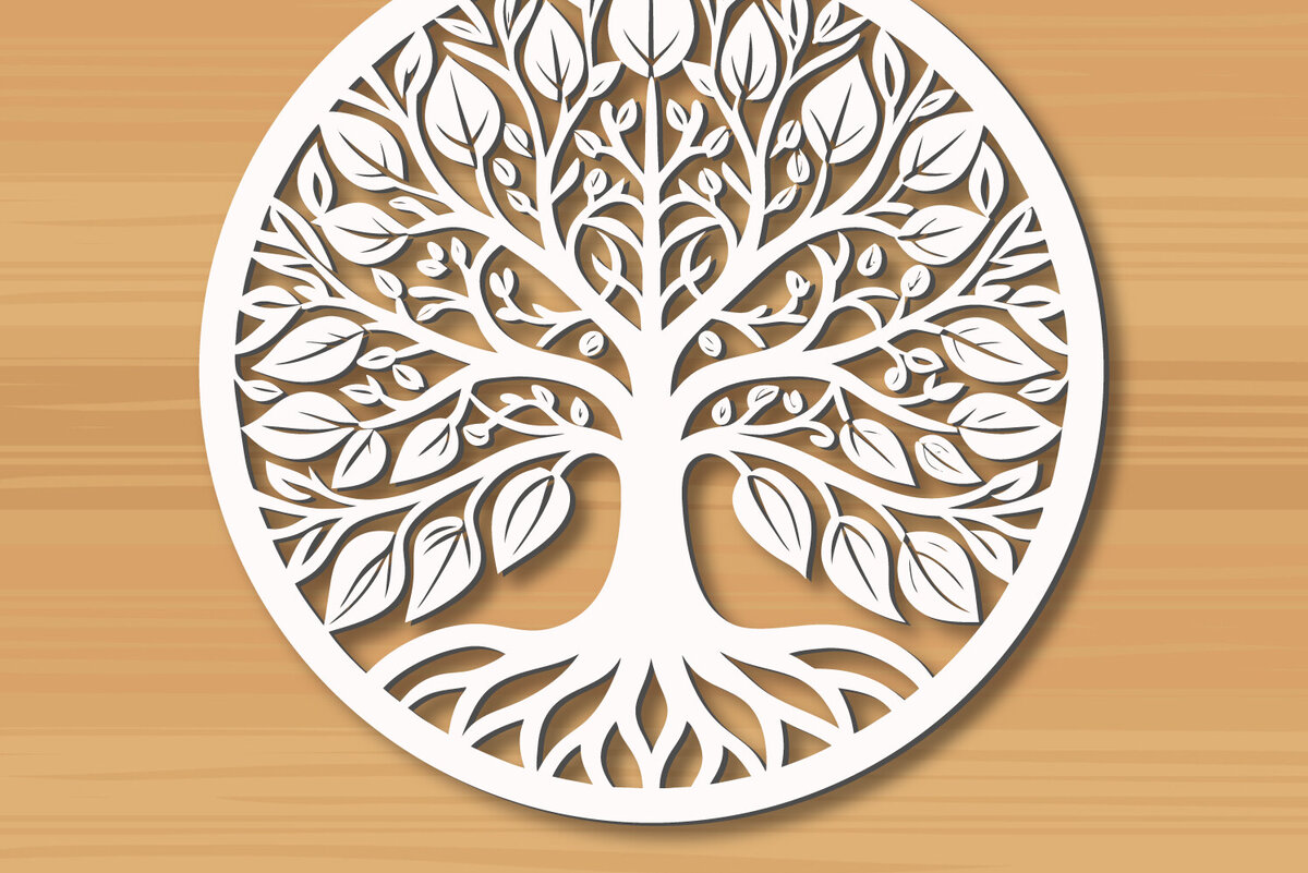 Intra απο ξύλο plywood 3mm-4mm πάχος –  κοπής με λέιζερ δέντρου 5 Δίασταση  20x20 cm INTRAFABR-122936200