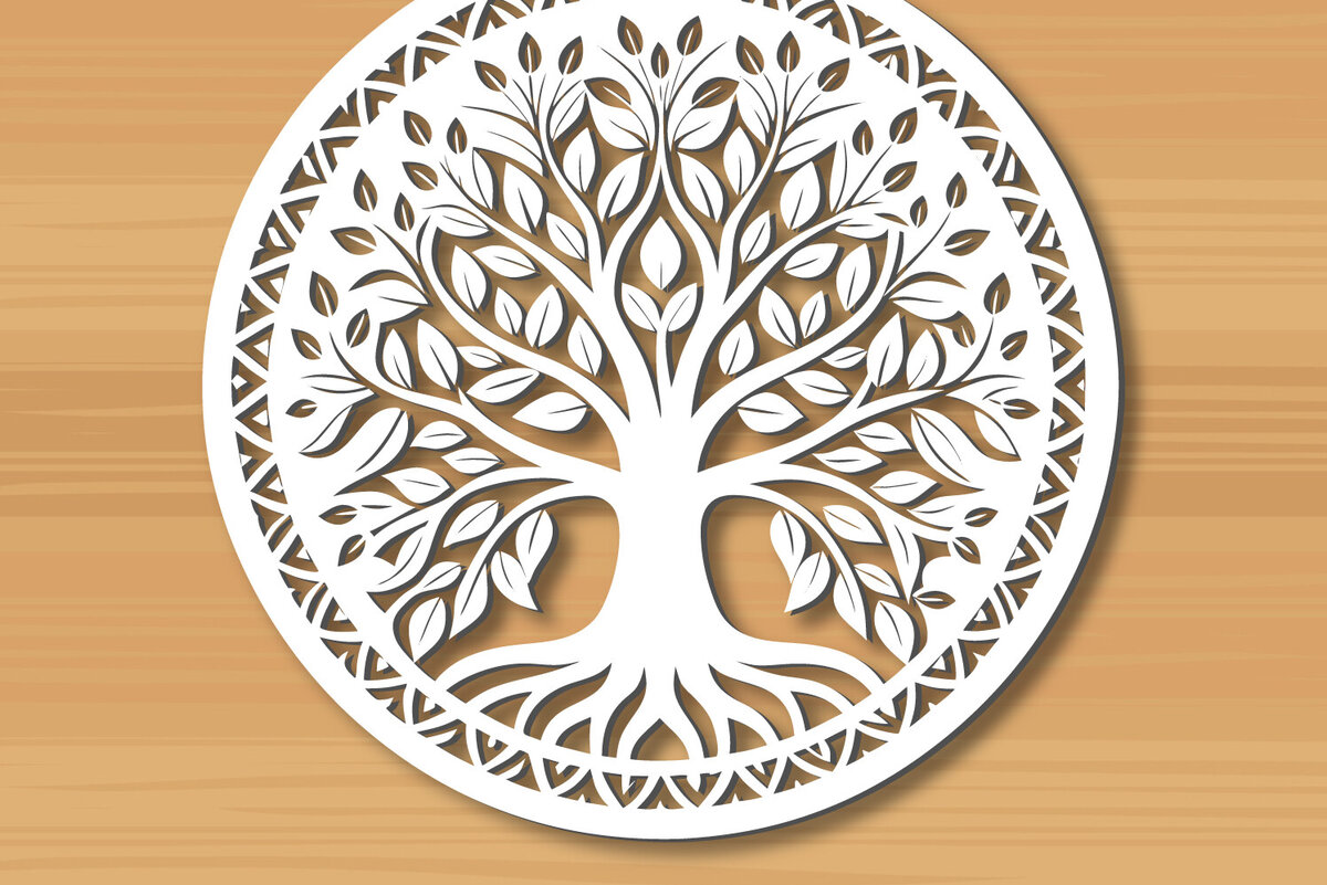 Intra απο ξύλο plywood 3mm-4mm πάχος –  κοπής με λέιζερ δέντρου 6 Δίασταση  20x20 cm INTRAFABR-122936205