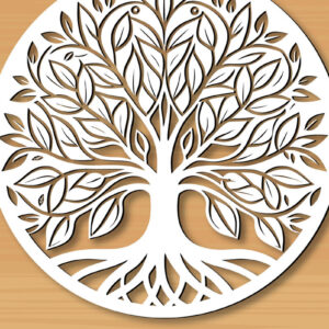 Intra απο ξύλο plywood 3mm-4mm πάχος –  κοπής με λέιζερ δέντρου 8 Δίασταση  20x20 cm INTRAFABR-122936210