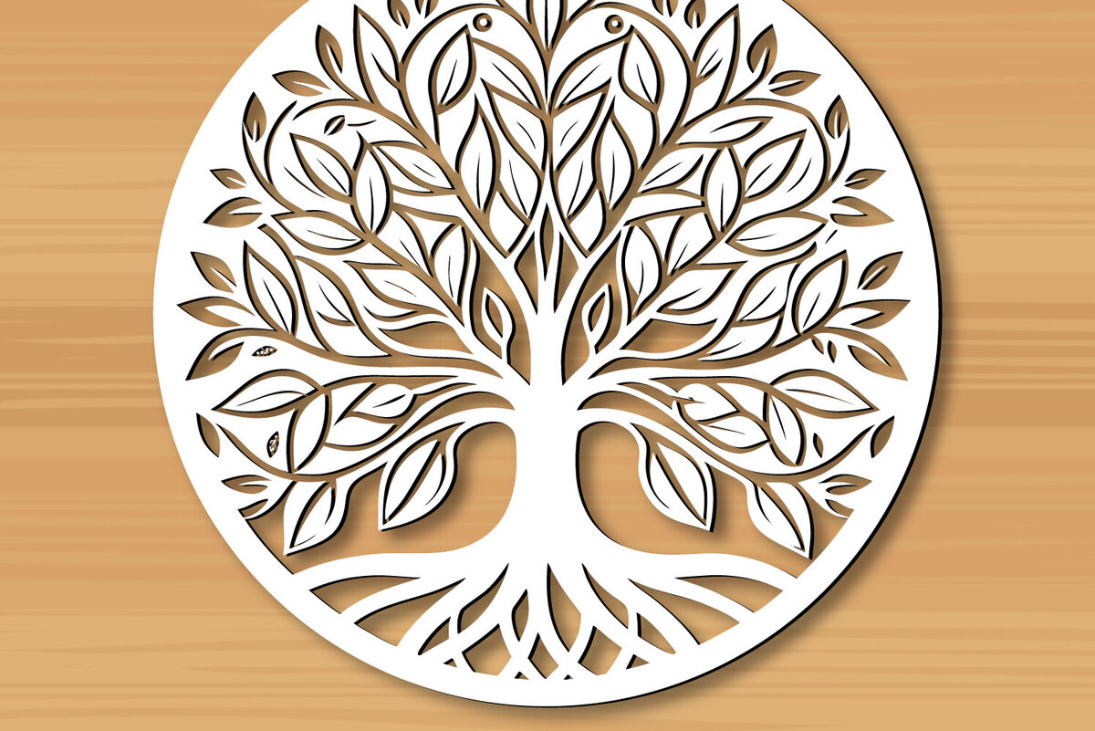 Intra απο ξύλο plywood 3mm-4mm πάχος –  κοπής με λέιζερ δέντρου 8 Δίασταση  20x20 cm INTRAFABR-122936210