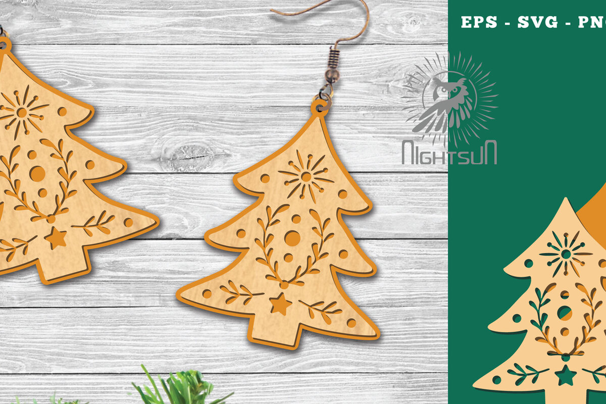 Intra απο ξύλο plywood 3mm-4mm πάχος – Δέντρα σκουλαρίκια κομμένα με λέιζερ 4 Δίασταση  5x5 cm INTRAFABR-112552336