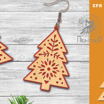 Intra απο ξύλο plywood 3mm-4mm πάχος – Δέντρα σκουλαρίκια κομμένα με λέιζερ 5 Δίασταση  5x5 cm INTRAFABR-112552355 - Image 1