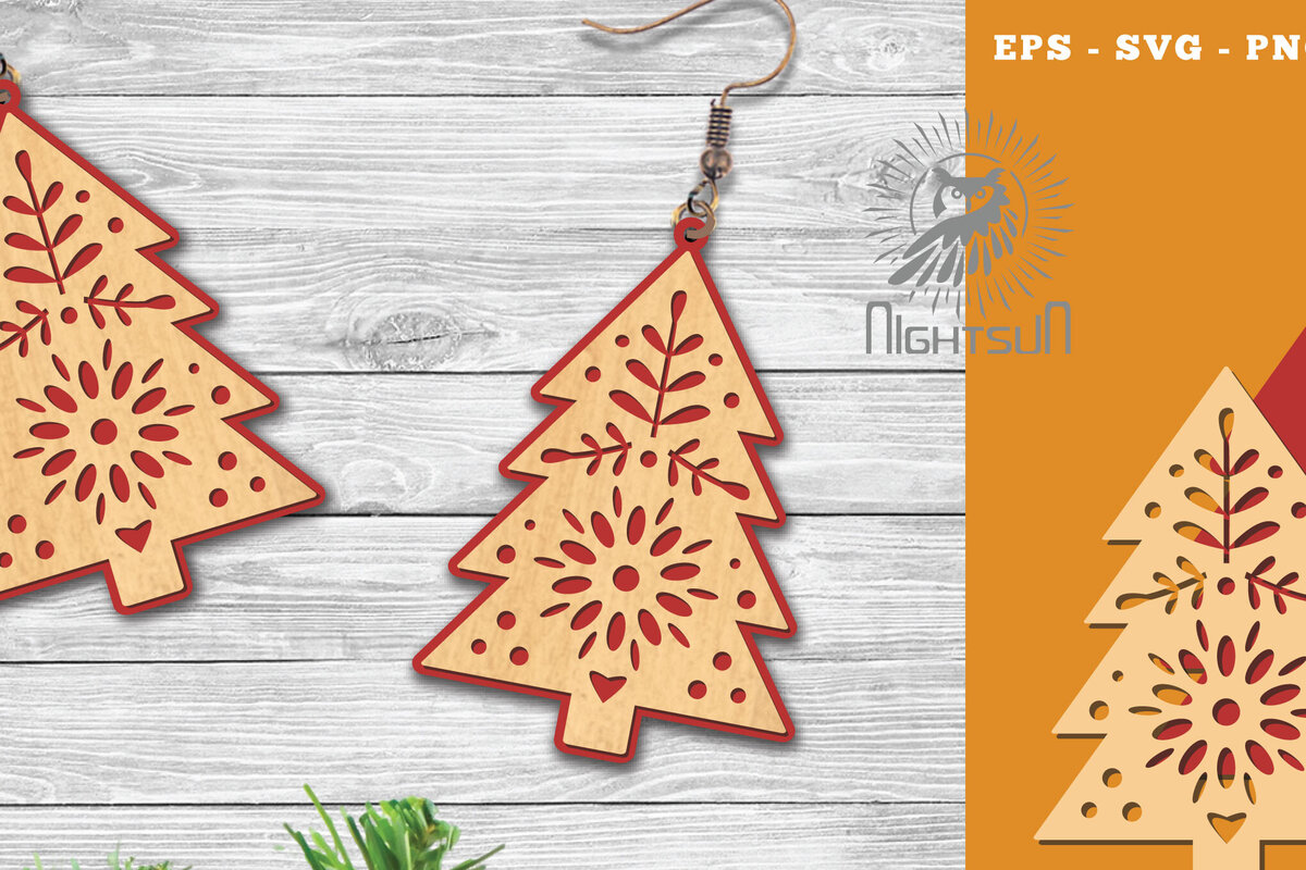 Intra απο ξύλο plywood 3mm-4mm πάχος – Δέντρα σκουλαρίκια κομμένα με λέιζερ 5 Δίασταση  5x5 cm INTRAFABR-112552355