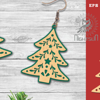 Intra απο ξύλο plywood 3mm-4mm πάχος – Δέντρα σκουλαρίκια κομμένα με λέιζερ 6 Δίασταση  5x5 cm INTRAFABR-112552406 - Image 1