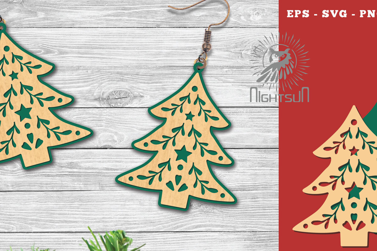 Intra απο ξύλο plywood 3mm-4mm πάχος – Δέντρα σκουλαρίκια κομμένα με λέιζερ 6 Δίασταση  5x5 cm INTRAFABR-112552406