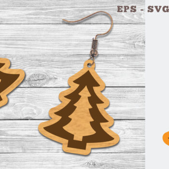 Intra απο ξύλο plywood 3mm-4mm πάχος – Δέντρα σκουλαρίκια κομμένα με λέιζερ Δίασταση  5x5 cm INTRAFABR-107201887 - Image 1