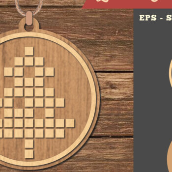 Intra απο ξύλο plywood 3mm-4mm πάχος – Στολίδι κοπής με λέιζερ δέντρου Δίασταση  20x20 cm INTRAFABR-111527319 - Image 1