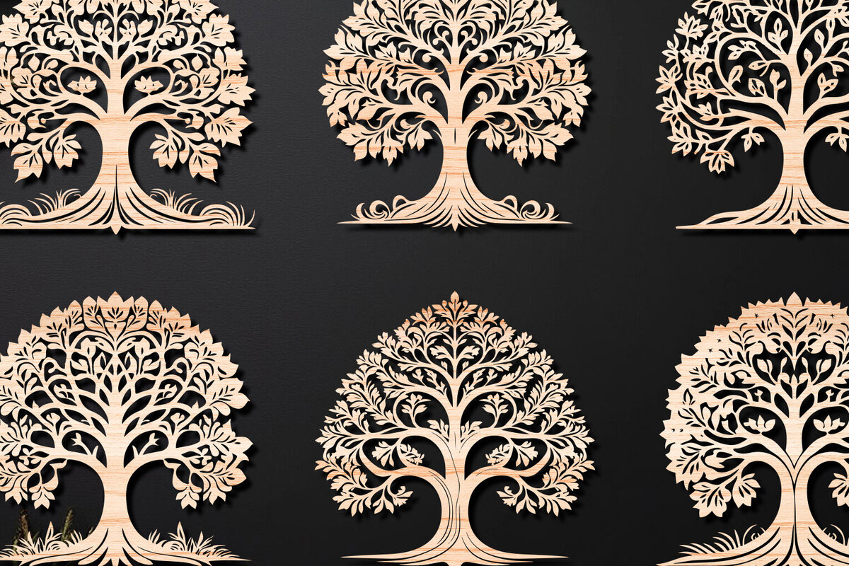 Intra απο ξύλο plywood 3mm-4mm πάχος – Πακέτο αρχείου Cut Cut Tree 01 Δίασταση  20x20 cm INTRAFABR-108740160