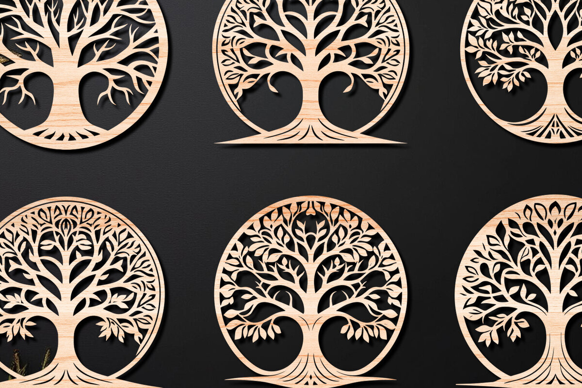 Intra απο ξύλο plywood 3mm-4mm πάχος – Πακέτο αρχείου αποκοπής Cut Tree 02 Δίασταση  20x20 cm INTRAFABR-108740179