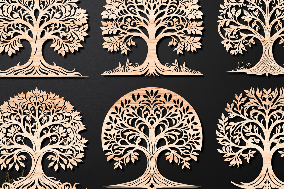 Intra απο ξύλο plywood 3mm-4mm πάχος – Πακέτο αρχείου αποκοπής Cut Tree 03 Δίασταση  20x20 cm INTRAFABR-108740218