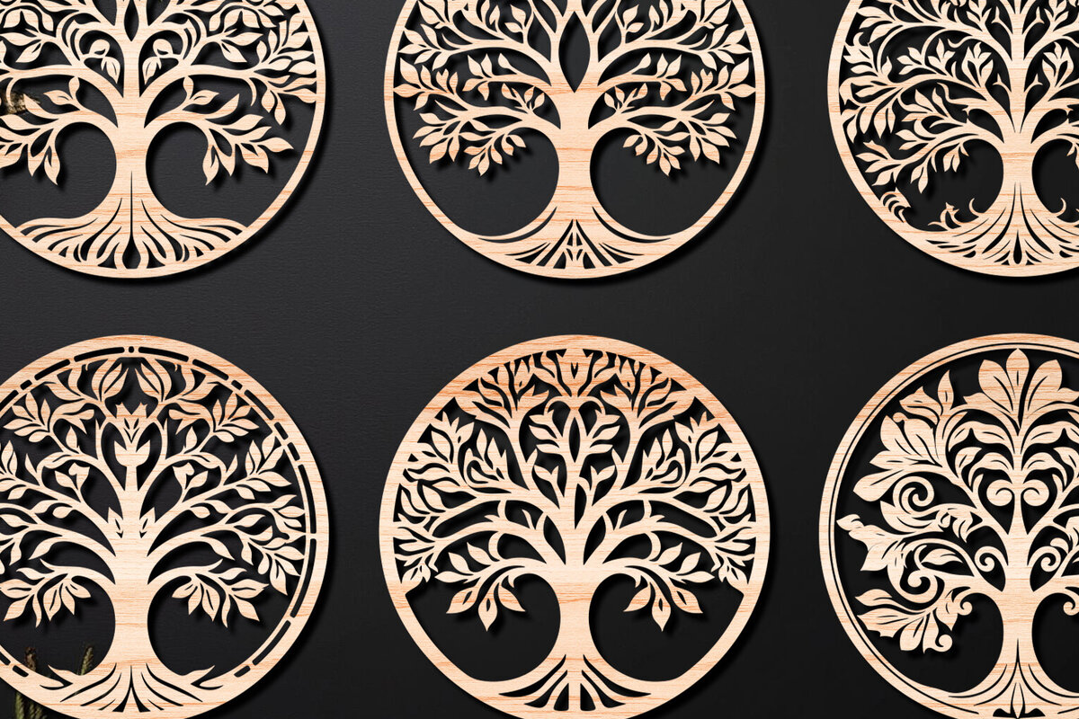 Intra απο ξύλο plywood 3mm-4mm πάχος – Πακέτο αρχείου Cut Cut Tree 04 Δίασταση  20x20 cm INTRAFABR-108740230