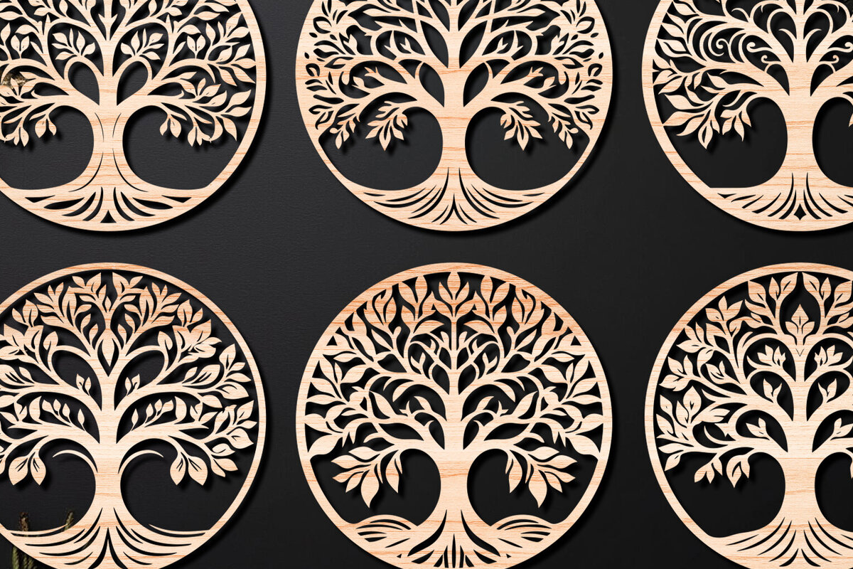 Intra απο ξύλο plywood 3mm-4mm πάχος – Πακέτο αρχείου αποκοπής Cut Tree 05 Δίασταση  20x20 cm INTRAFABR-108740233