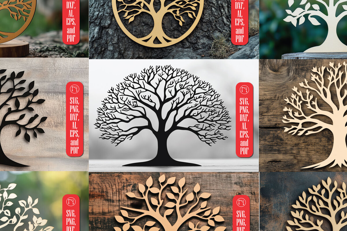 Intra απο ξύλο plywood 3mm-4mm πάχος – Πακέτο αρχείου Cut Cut Tree Δίασταση  20x20 cm INTRAFABR-111608786