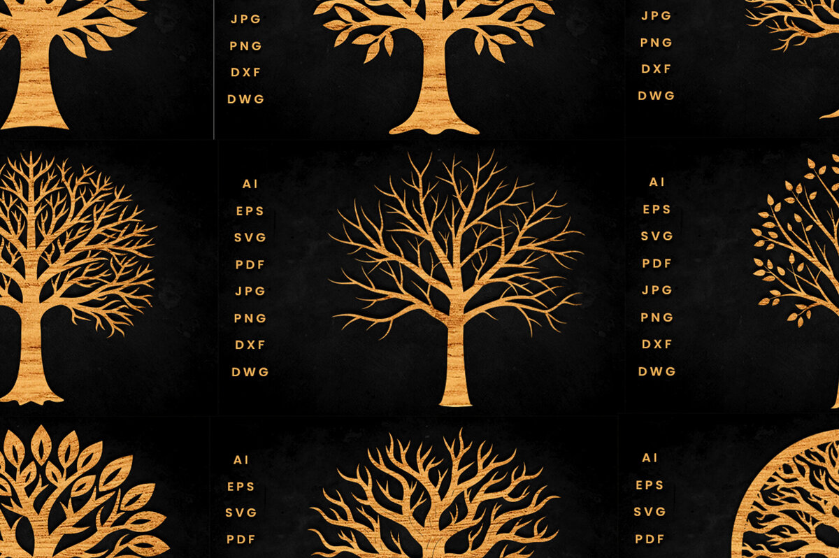 Intra απο ξύλο plywood 3mm-4mm πάχος – SVG Bundle Cut Tree Δίασταση  20x20 cm INTRAFABR-117247968