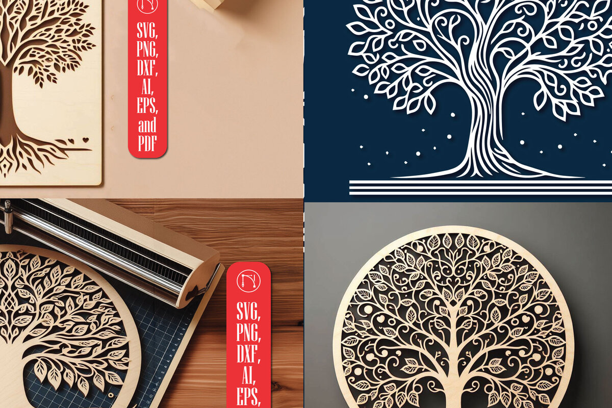 Intra απο ξύλο plywood 3mm-4mm πάχος – Πακέτο αρχείου Cut Cut Tree Δίασταση  20x20 cm INTRAFABR-96880795