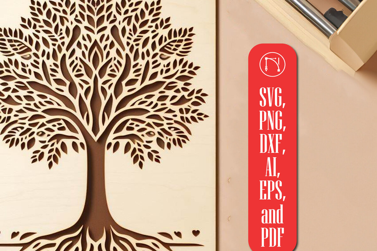 Intra απο ξύλο plywood 3mm-4mm πάχος – Αρχείο κοπής δέντρου με λέιζερ Δίασταση  20x20 cm INTRAFABR-96714982