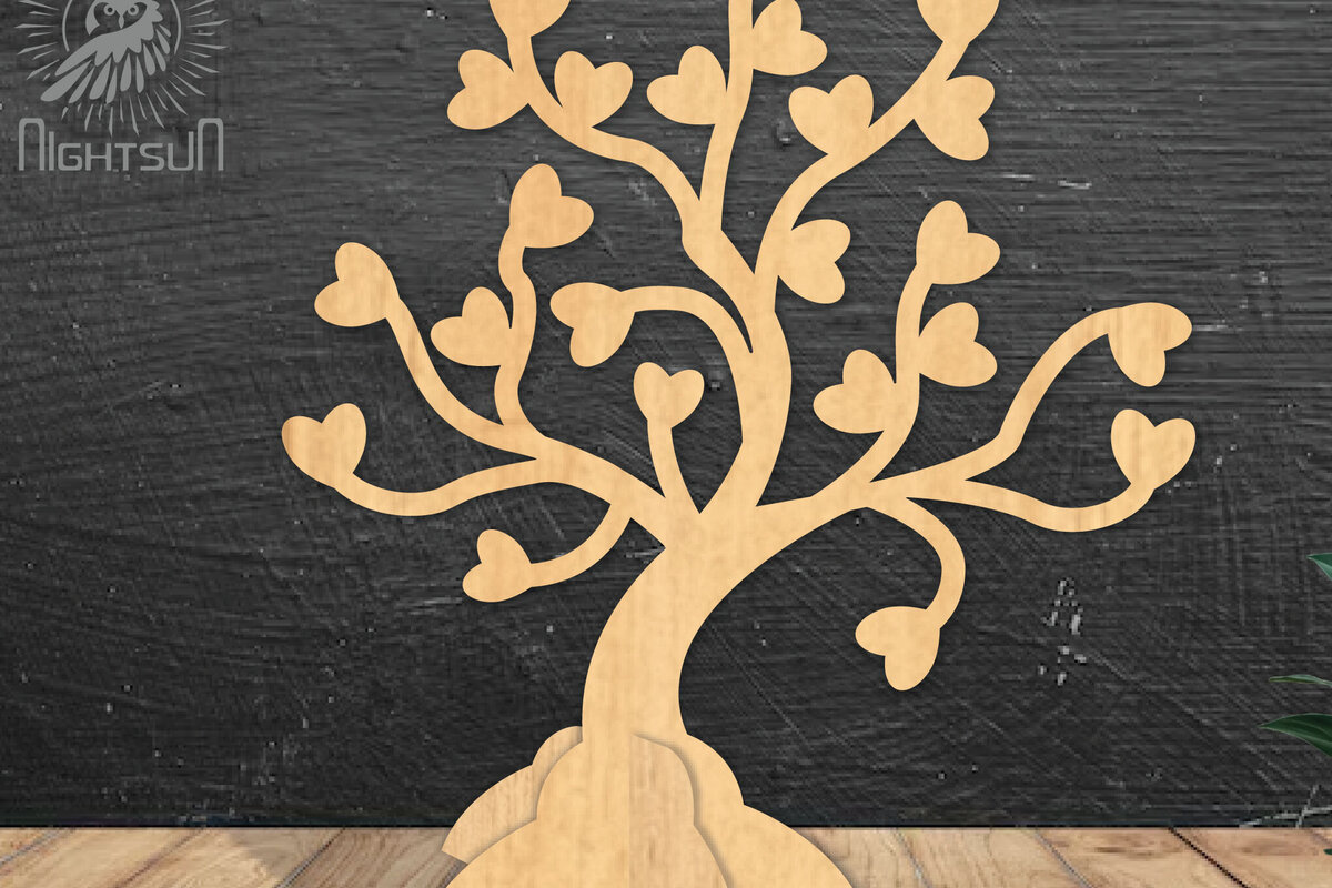 Intra απο ξύλο plywood 3mm-4mm πάχος – Διακόσμηση σπιτιού Tree Love2 Δίασταση  20x20 cm INTRAFABR-114306162