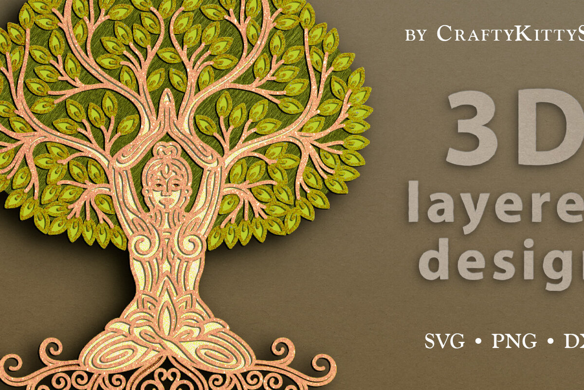 Intra απο ξύλο plywood 3mm-4mm πάχος – Αρχείο περικοπής με 3D Layered Tree of Life Δίασταση  20x20 cm INTRAFABR-62766867